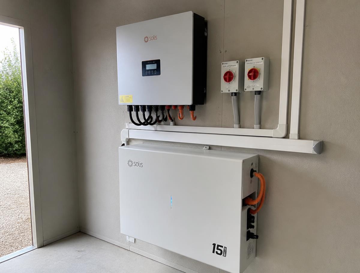 Wechselrichter und Batteriespeicher im Technikraum