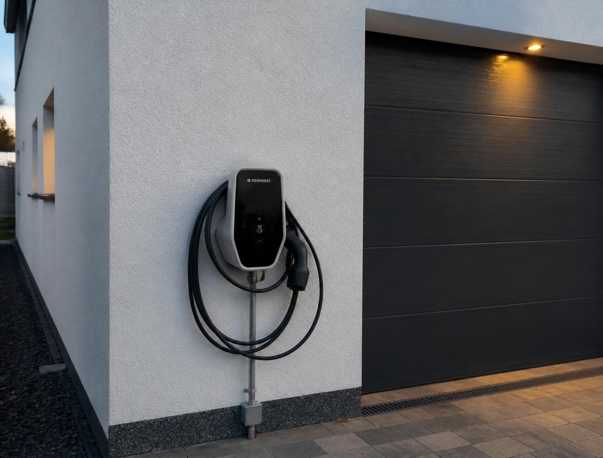 Wallbox an der Garage installiert